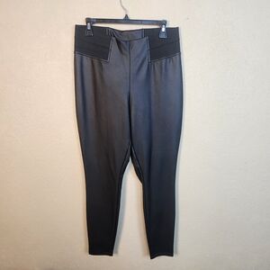 Simply Vera Vera Wang Black Faux Leather Skinny Pants Large (5953)